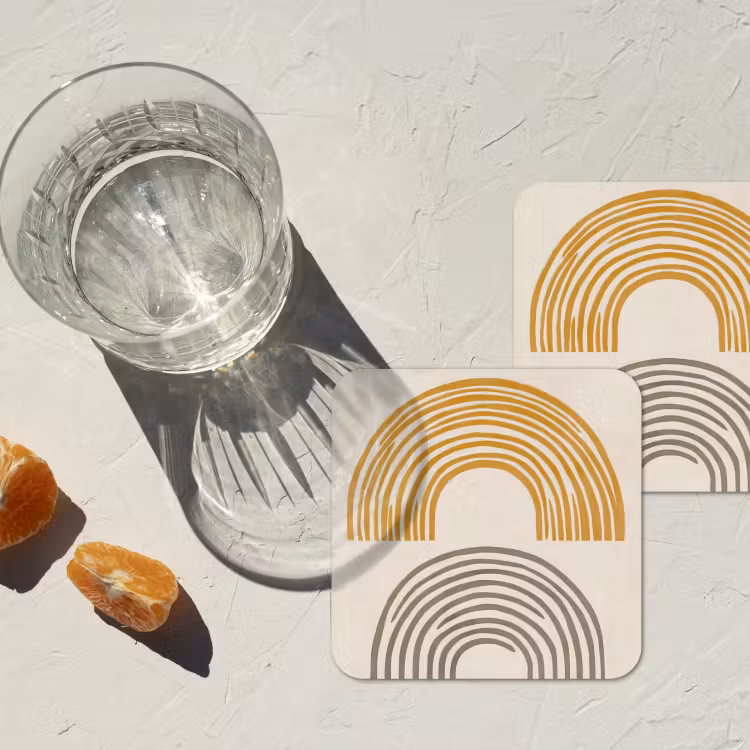 Onderzetter - Bogen - Lijnen - Oranje - Minimalistisch — 3
