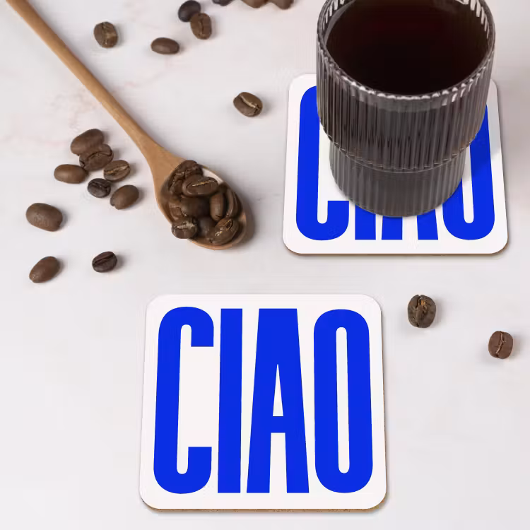 Onderzetter - Ciao - Hoofdletters - Blauw - Minimalistisch — 4