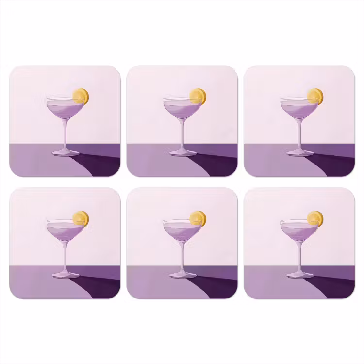 Onderzetter​ - Cocktail - Paars - Minimalistisch - Citroen — 1