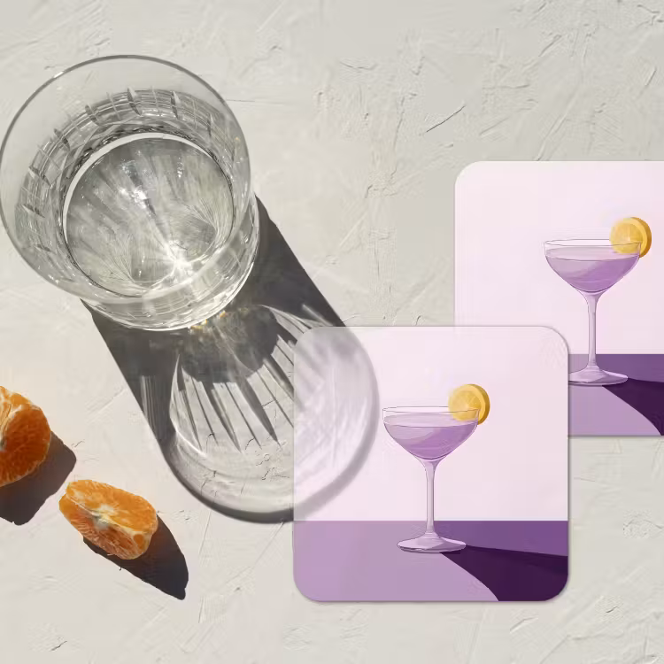 Onderzetter​ - Cocktail - Paars - Minimalistisch - Citroen — 3