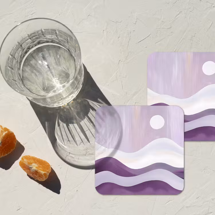 Onderzetter - Golven - Heuvels - Abstract - Paars — 3