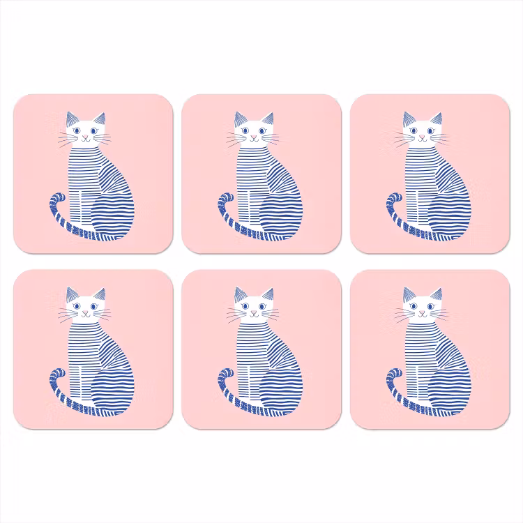 Onderzetter - Kat - Illustratie - Minimalistisch - Roze — 1