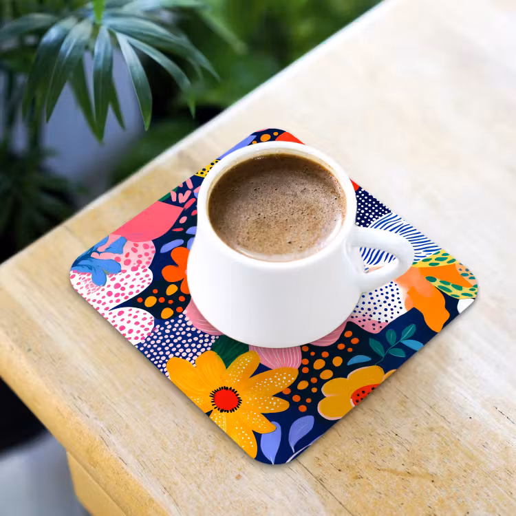 Onderzetter - Kleurrijk - Bloemen - Abstract - Stippen — 2