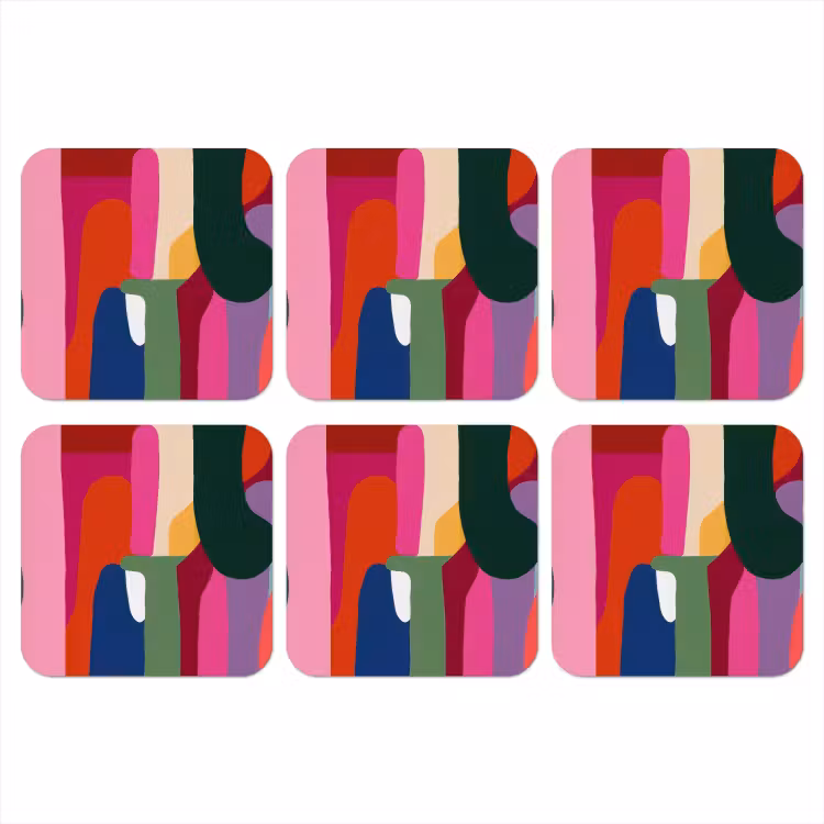 Onderzetter - Kleurvakken - Recht - Rond - Abstract — 1