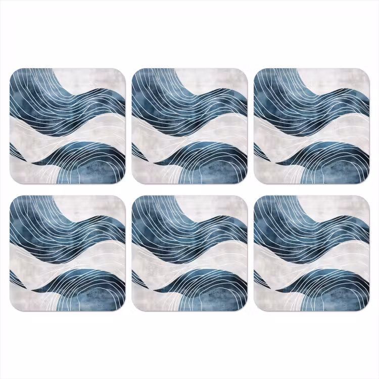 Onderzetter - Lijnen - Golven - Abstract - Blauw — 1