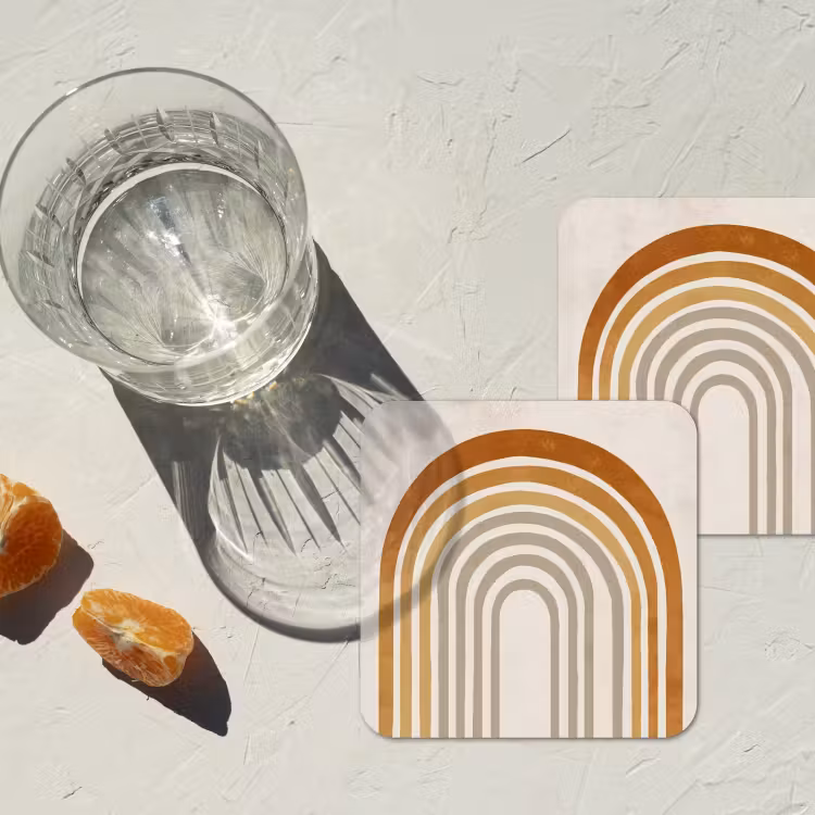 Onderzetter - Minimalistisch - Boog - Lijnen - Beige — 3