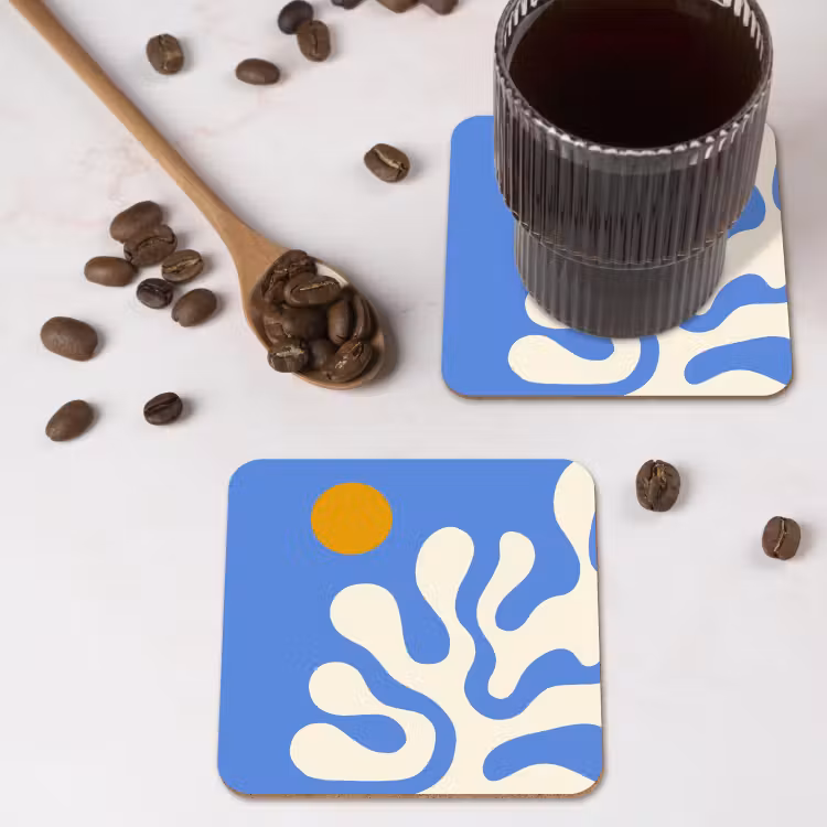 Onderzetter - Minimalistisch - Organisch patroon - Blauw — 4
