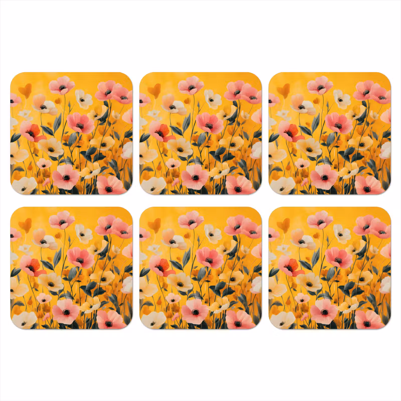 Onderzetter - Bloemen - Veld - Geel — 1