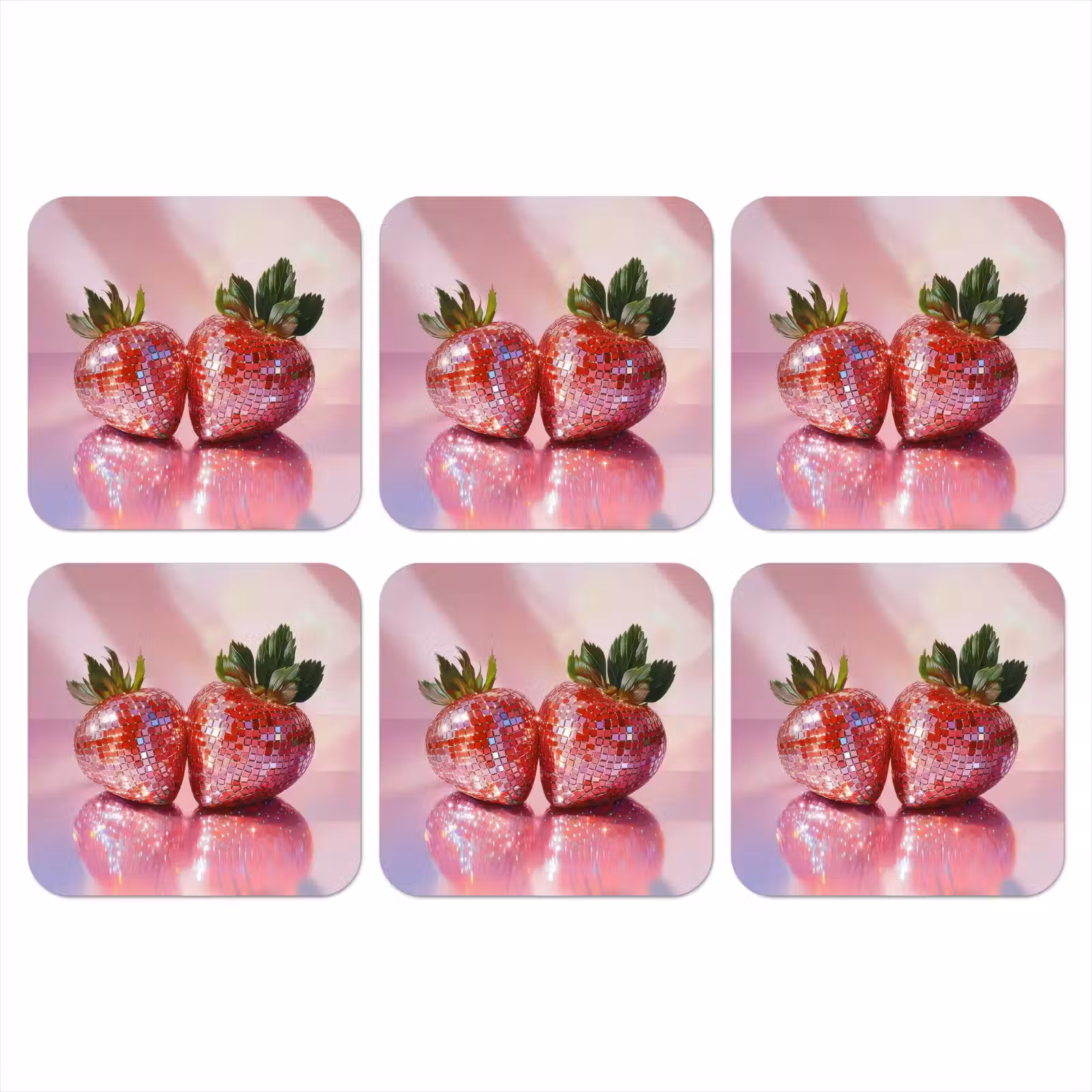 Onderzetter - Disco - Fruit - Glitter - Strawberry — 1