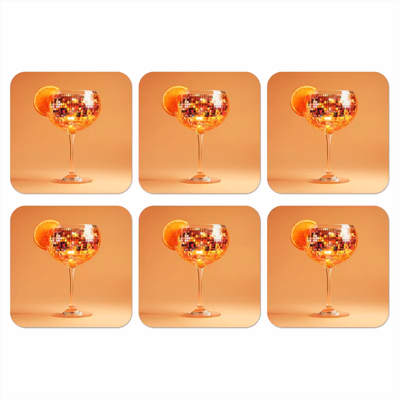 Onderzetter - Drank - Oranje - Glitter - Disco — 1