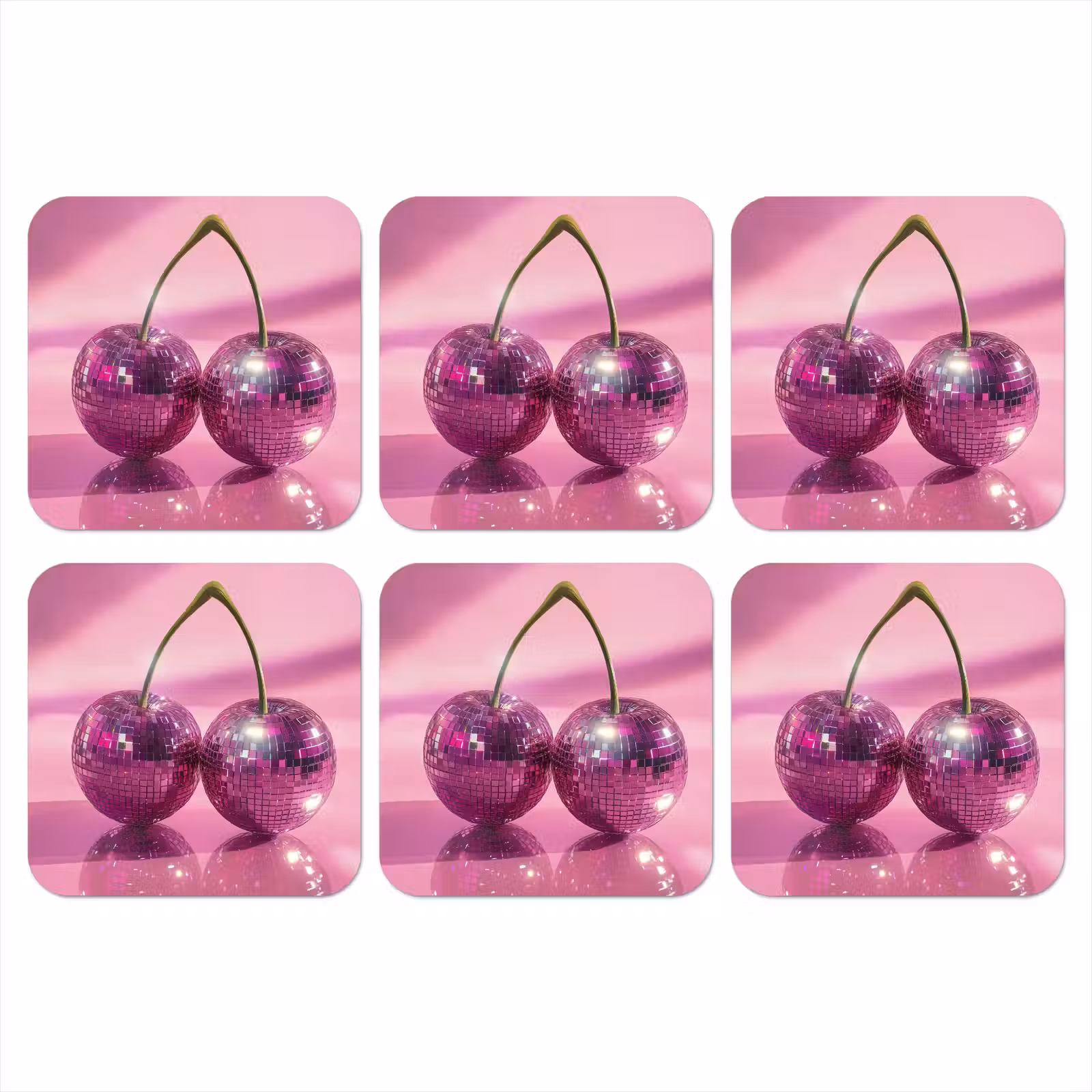 Onderzetter - Glitter - Discobol - Roze - Kersen — 1
