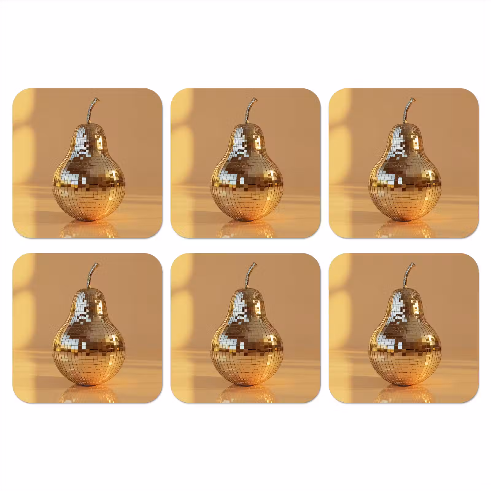 Onderzetter - Goud - Disco - Glitter - Peer — 1