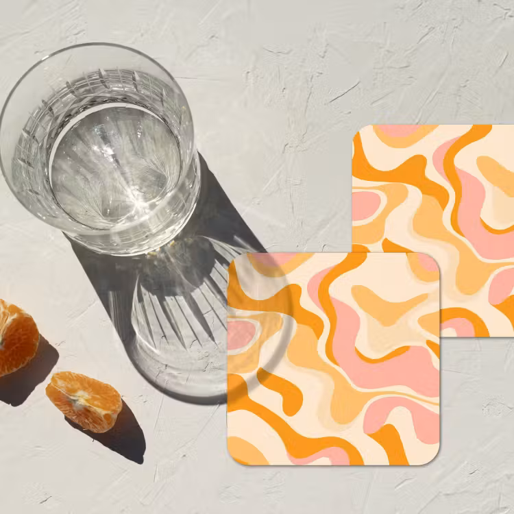 Onderzetter - Abstract - Golvend - Oranje — 3