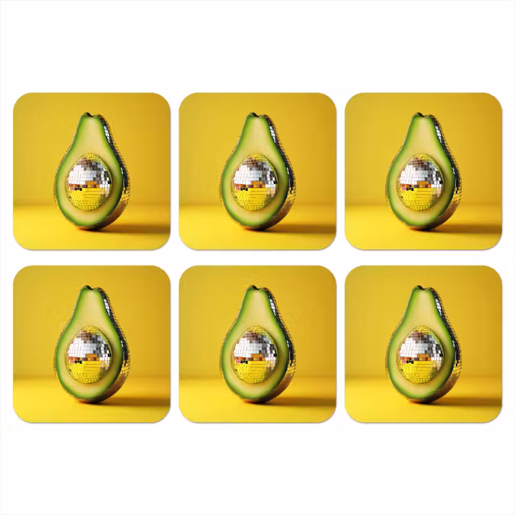 Onderzetter​ - Avocado - Discobal - Geel - Glitter — 1