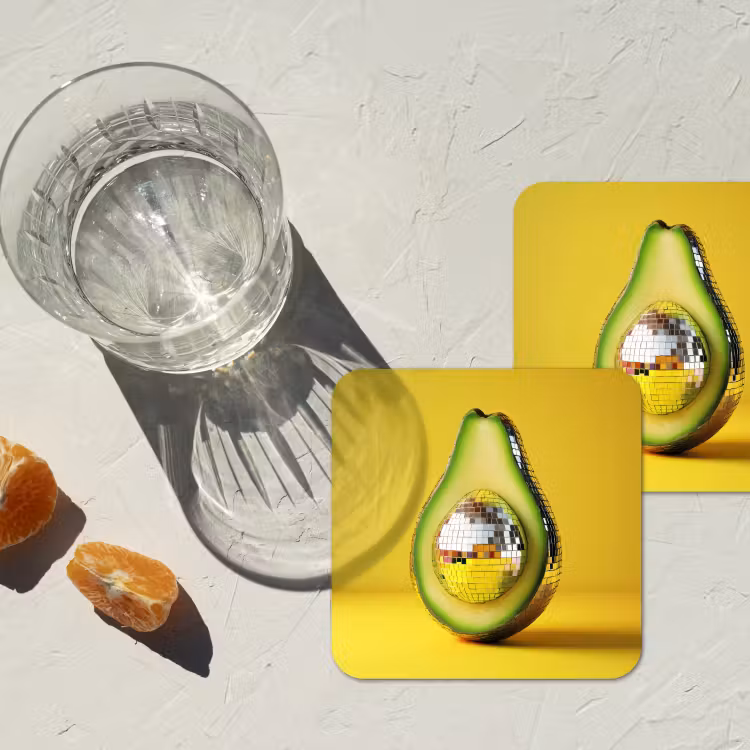 Onderzetter​ - Avocado - Discobal - Geel - Glitter — 3