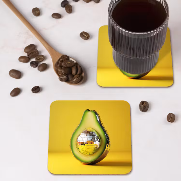 Onderzetter​ - Avocado - Discobal - Geel - Glitter — 4