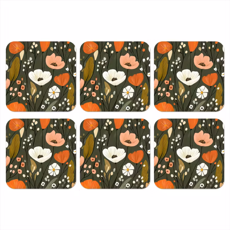 Onderzetter - Bloemen - Illustratie - Groen — 1