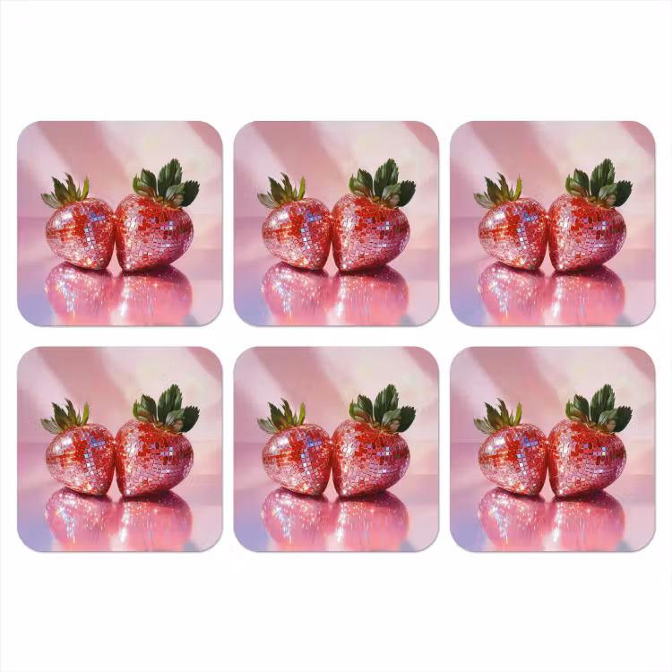 Onderzetter - Disco - Fruit - Glitter - Strawberry — 1