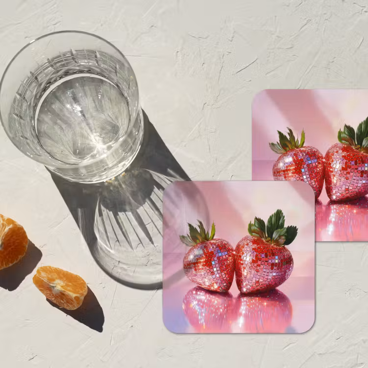 Onderzetter - Disco - Fruit - Glitter - Strawberry — 3
