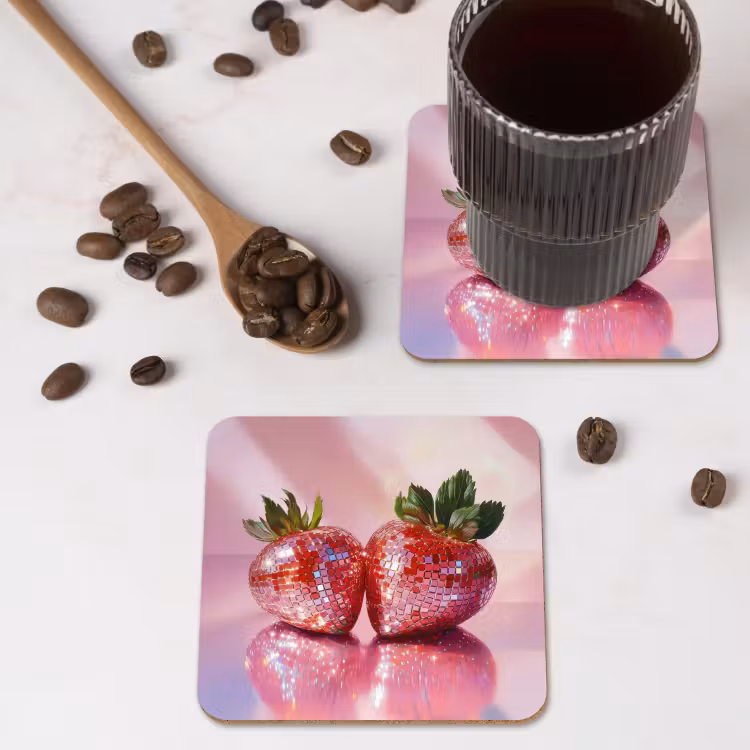 Onderzetter - Disco - Fruit - Glitter - Strawberry — 4