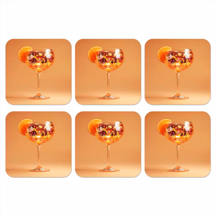 Onderzetter - Drank - Oranje - Glitter - Disco — 1