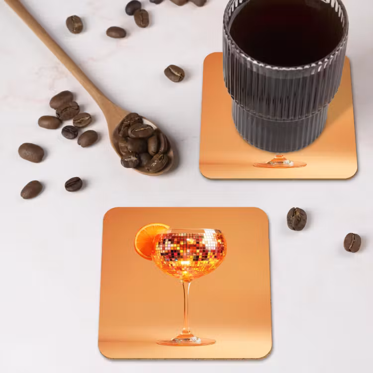 Onderzetter - Drank - Oranje - Glitter - Disco — 4