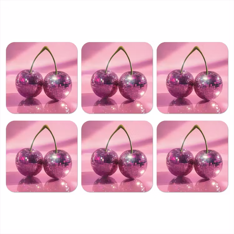Onderzetter - Glitter - Discobol - Roze - Kersen — 1