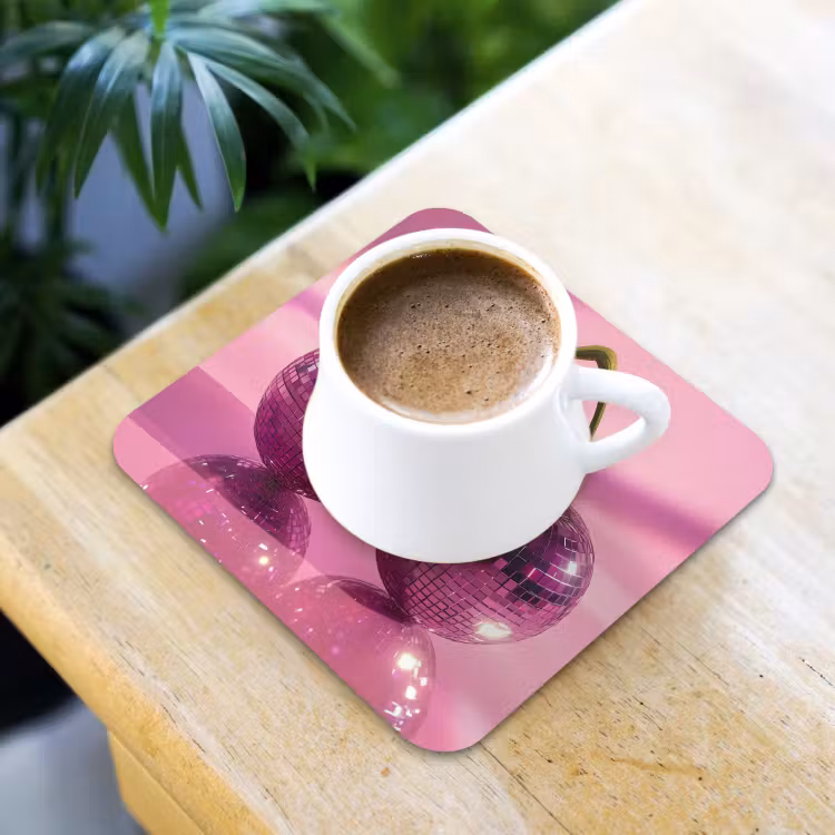 Onderzetter - Glitter - Discobol - Roze - Kersen — 2