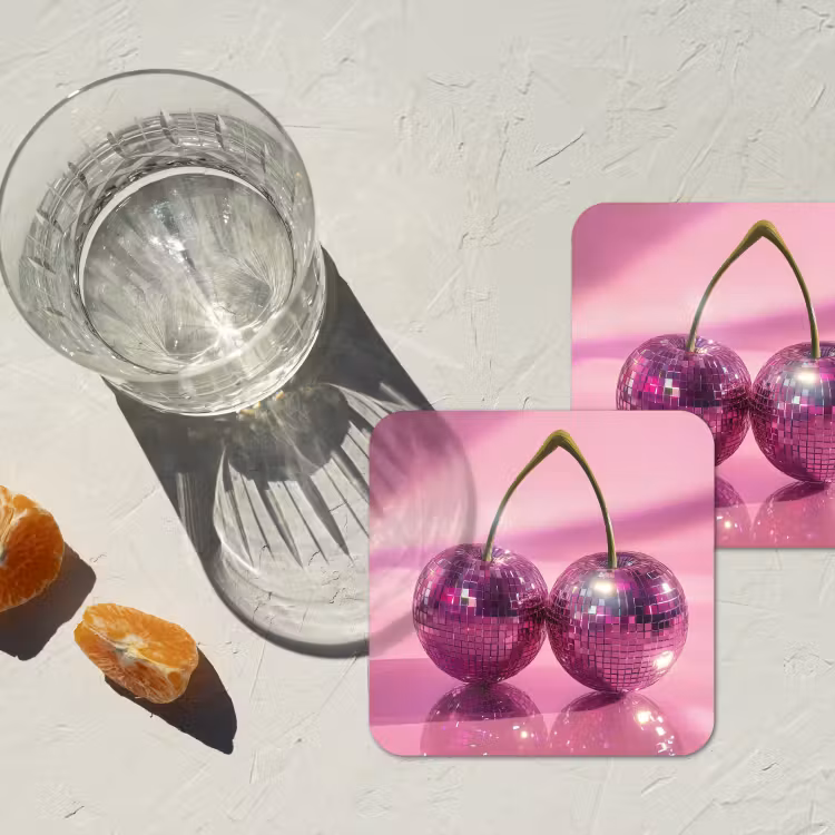 Onderzetter - Glitter - Discobol - Roze - Kersen — 3