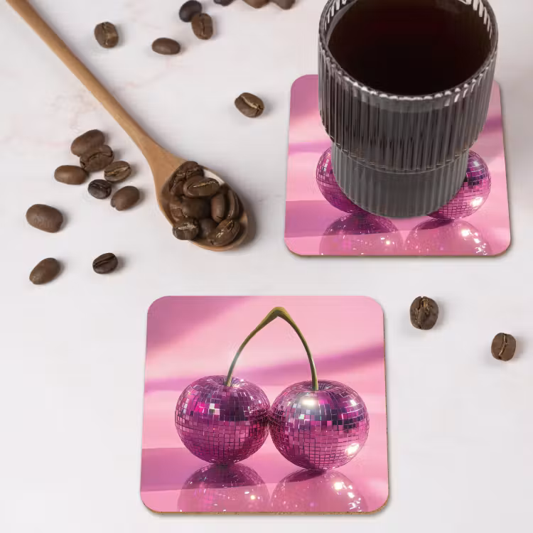 Onderzetter - Glitter - Discobol - Roze - Kersen — 4