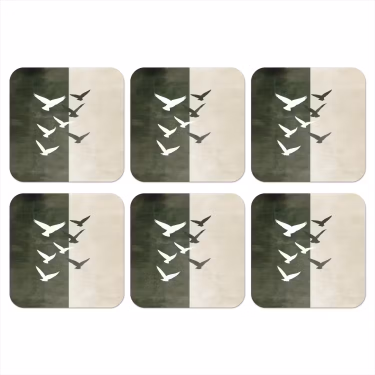 Onderzetter - Japandi - Vogel - Groen — 1