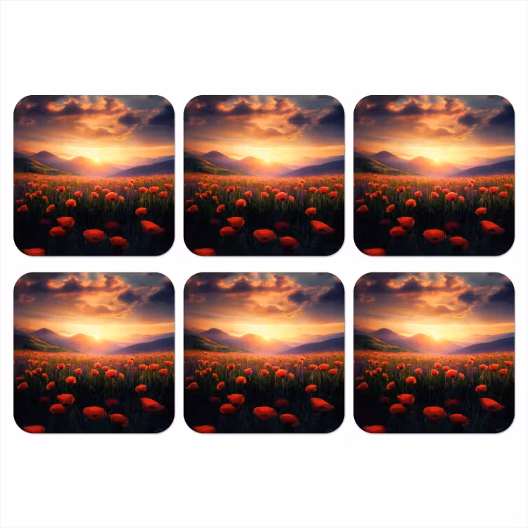 Onderzetter - Landschap - Zonsondergang - Bloemenveld — 1