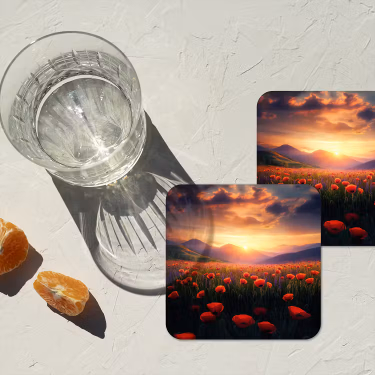 Onderzetter - Landschap - Zonsondergang - Bloemenveld — 3