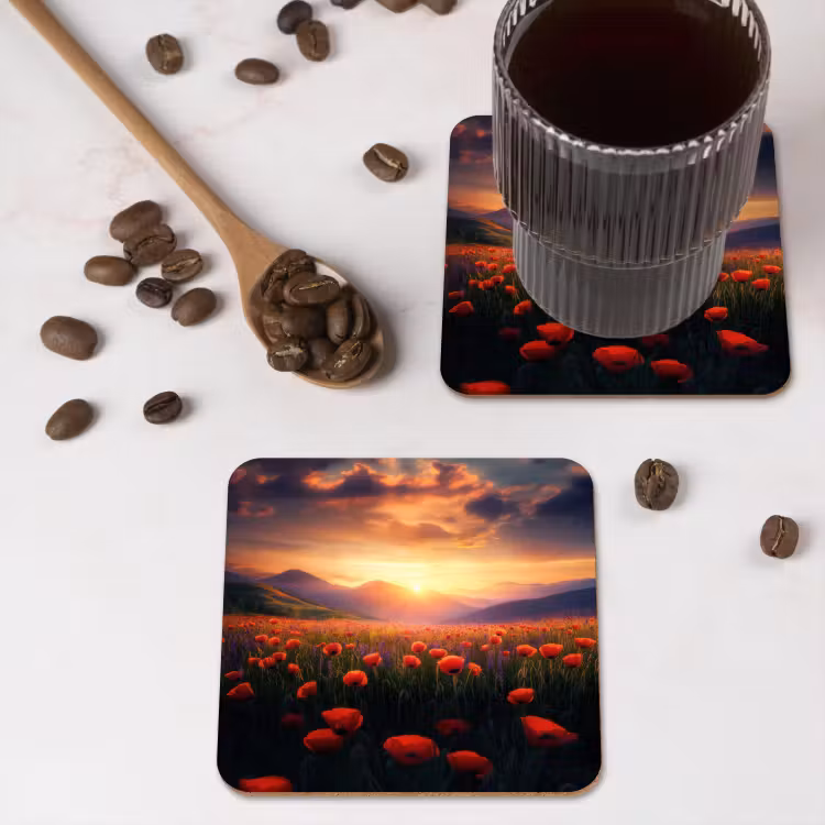 Onderzetter - Landschap - Zonsondergang - Bloemenveld — 4