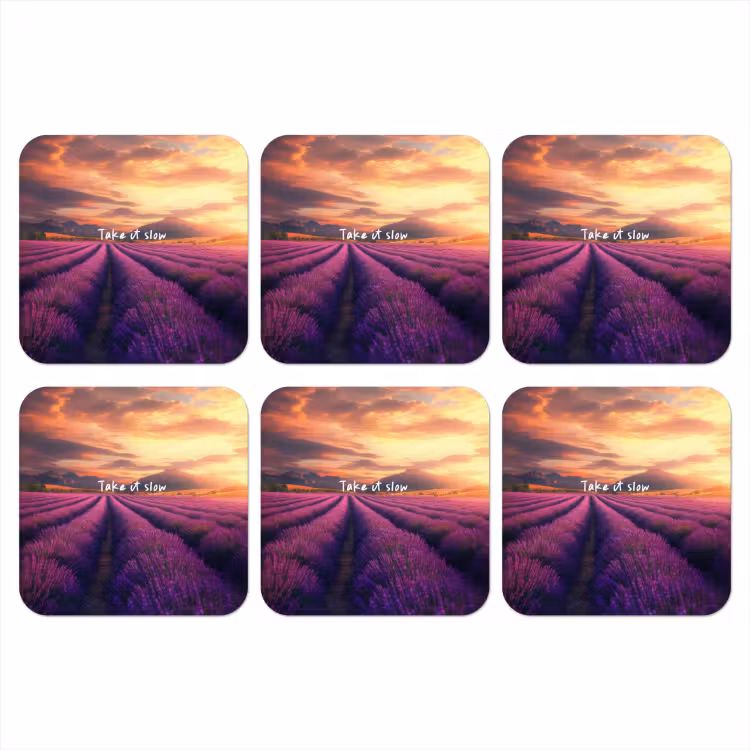Onderzetter - Lavendelveld - Quote - Zonsondergang — 1