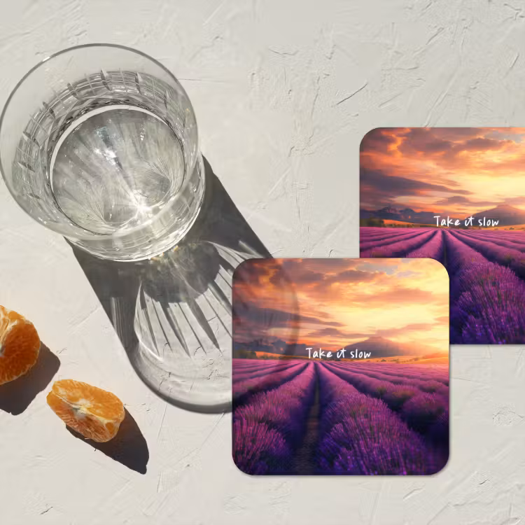 Onderzetter - Lavendelveld - Quote - Zonsondergang — 3