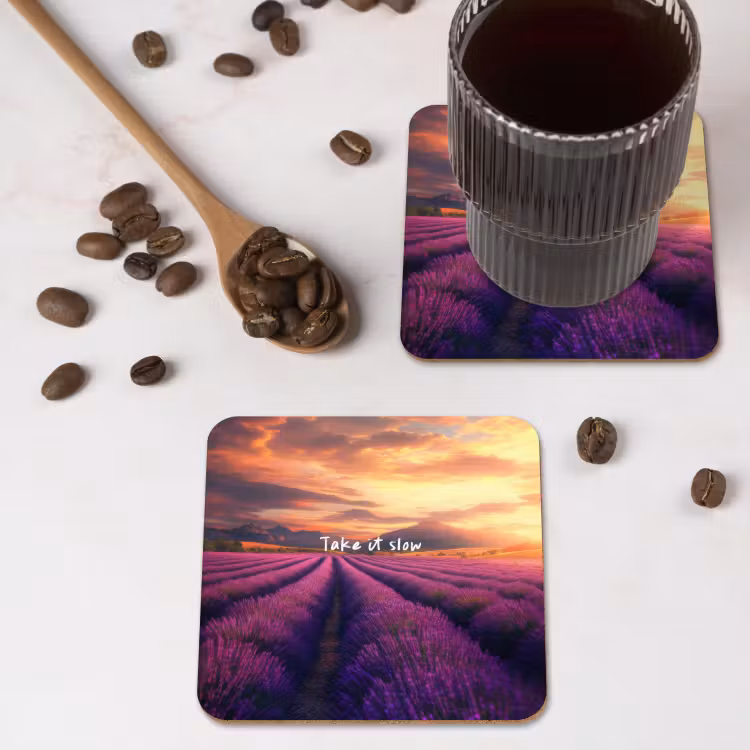 Onderzetter - Lavendelveld - Quote - Zonsondergang — 4