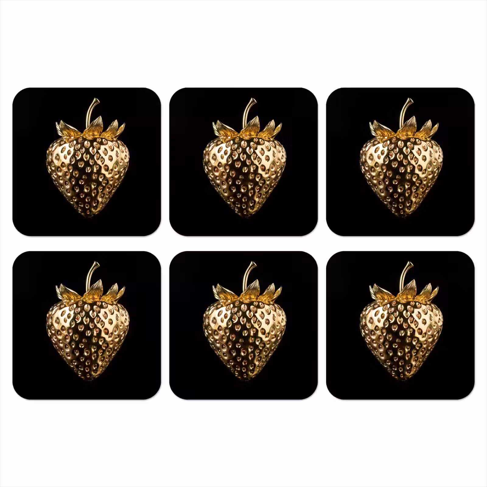 Onderzetter - Aardbei - Goud - Zwart - Chrome — 1