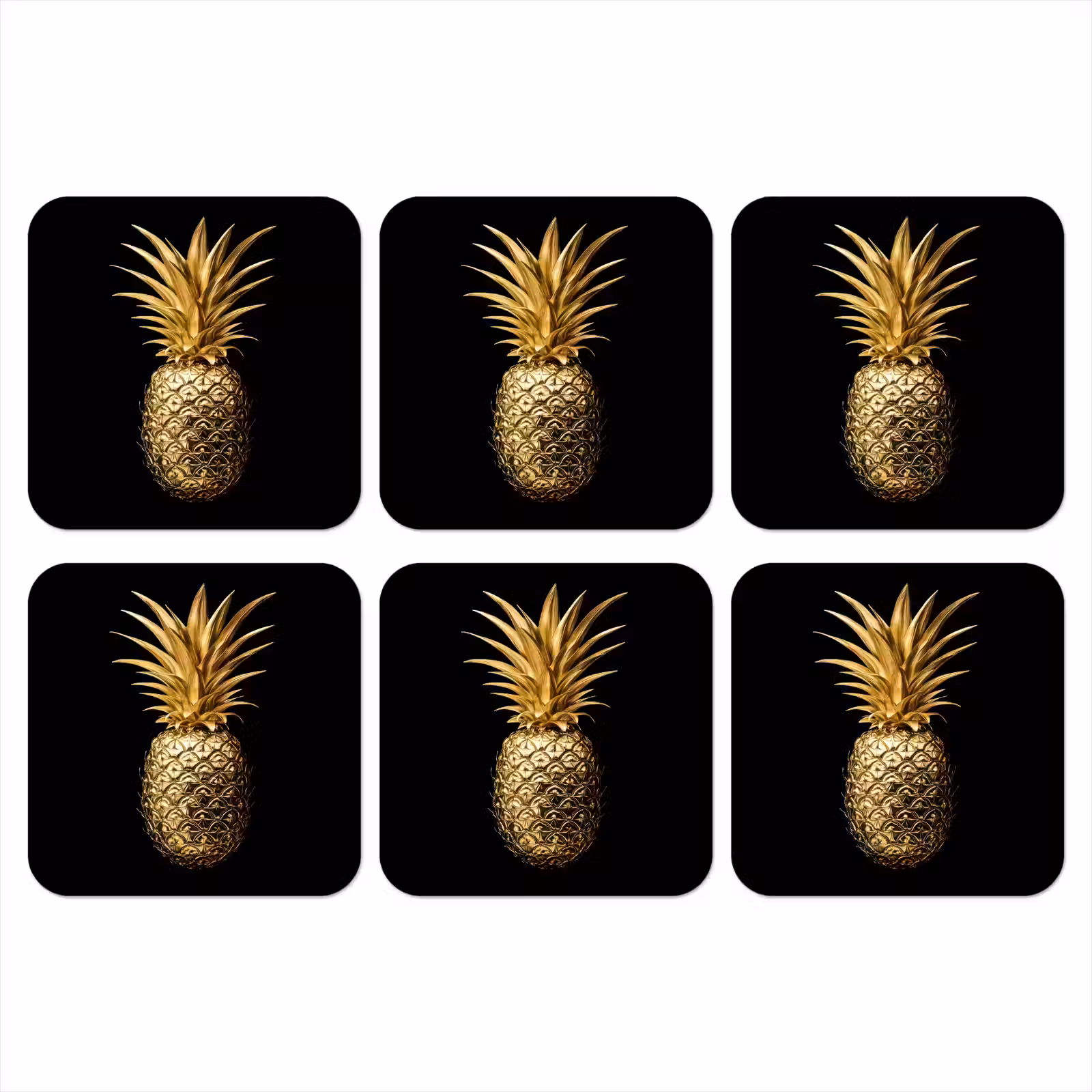 Onderzetter - Ananas - Zwart - Goud - Luxe — 1