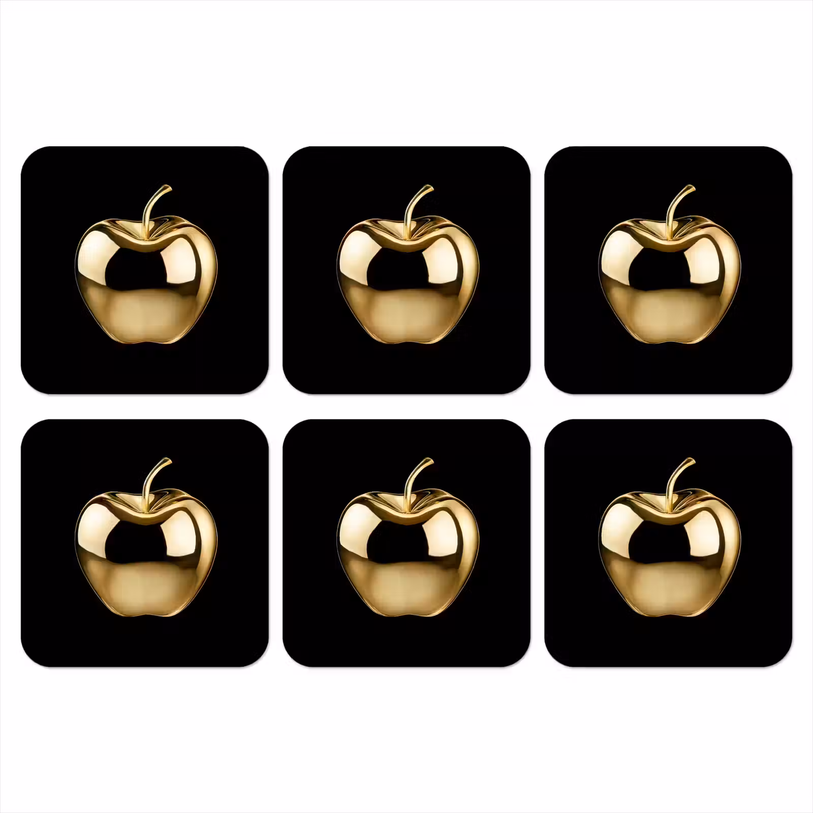 Onderzetter - Appel - Goud - Chrome - Zwart — 1