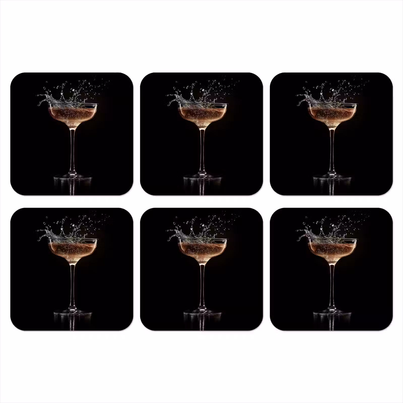 Onderzetter - Cocktail - Zwart - Spetters - Glas — 1