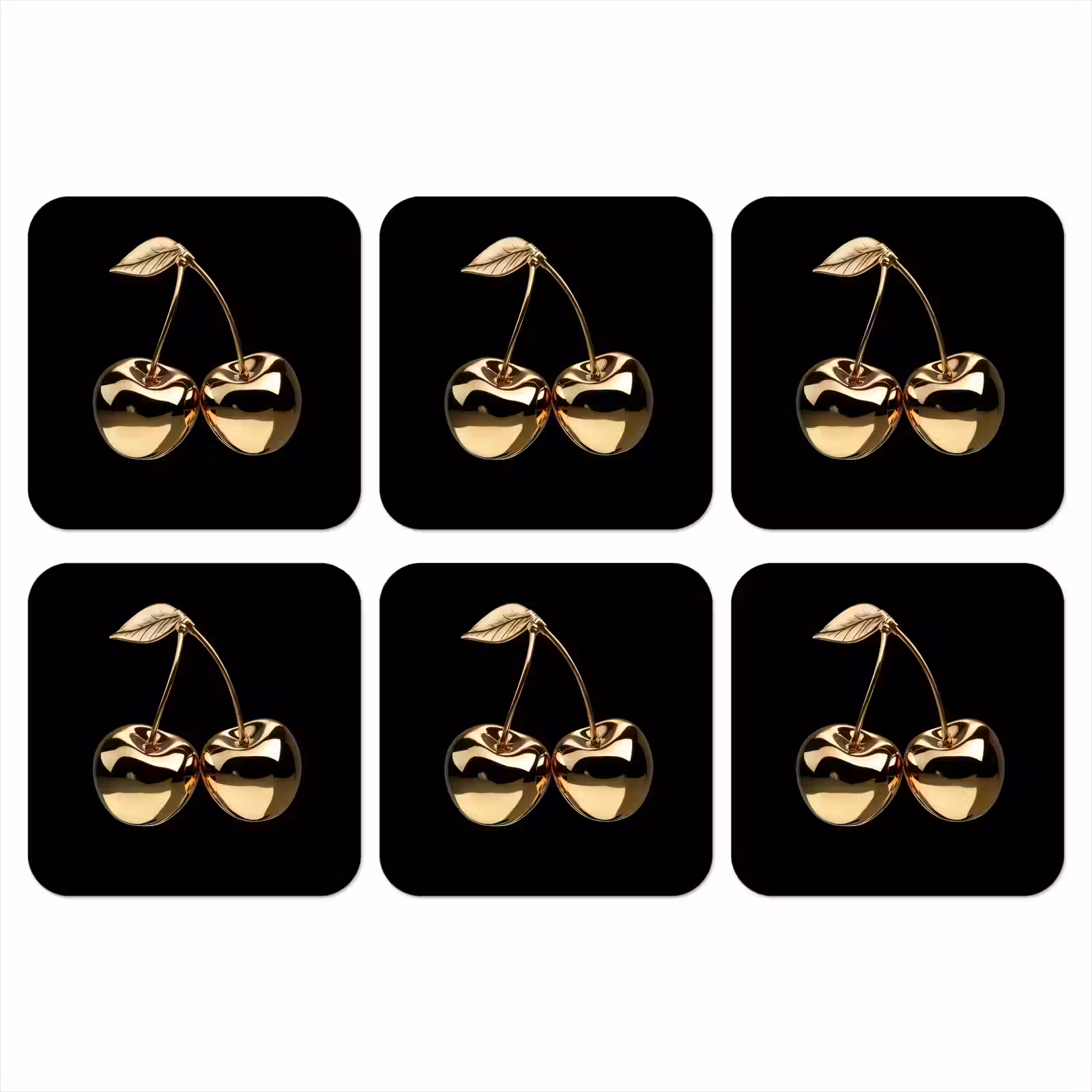 Onderzetter - Kersen - Zwart - Goud - Chrome — 1