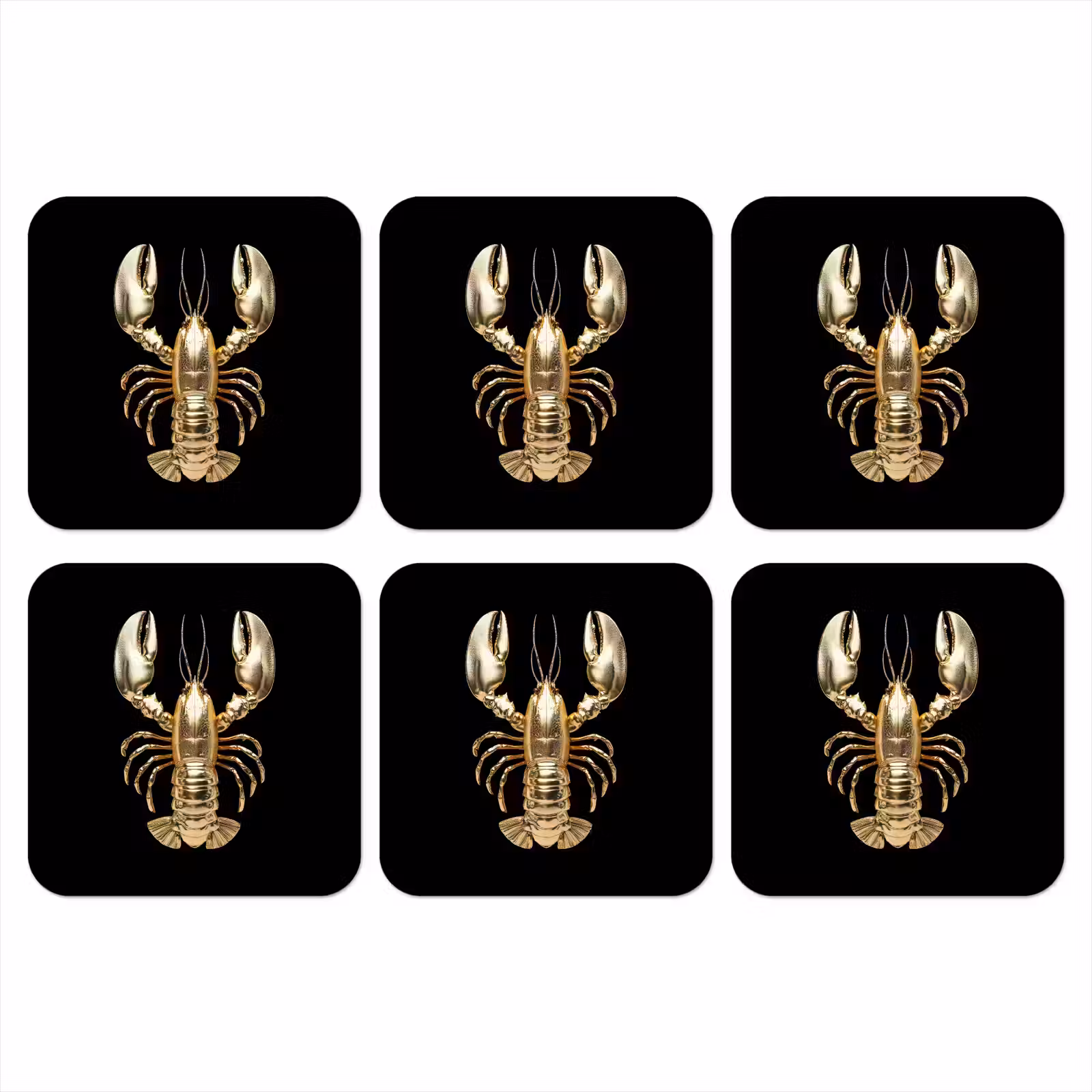 Onderzetter - Kreeft - Goud - Textuur - Zwart — 1