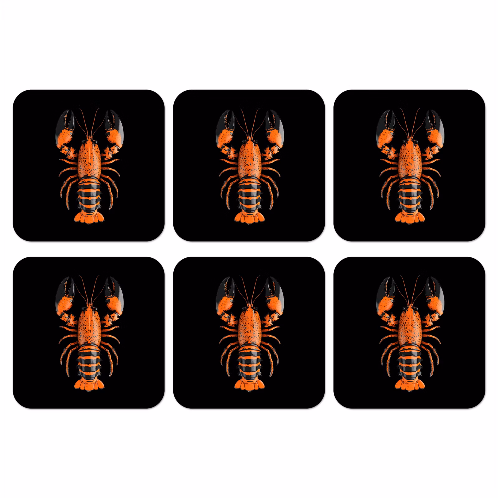 Onderzetter - Kreeft - Oranje - Zwart - Modern — 1