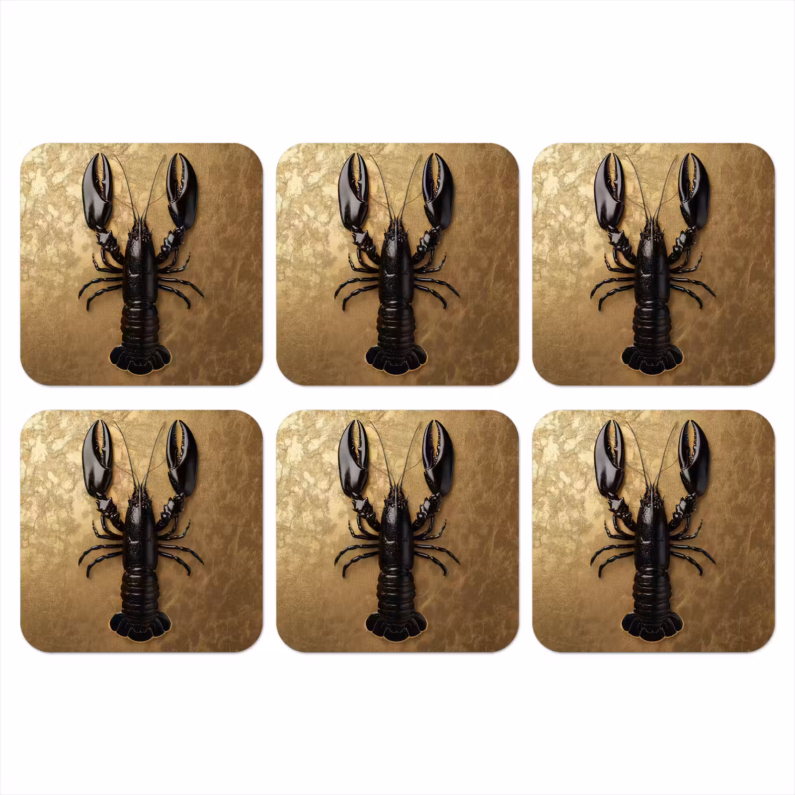 Onderzetter - Kreeft - Zwart - Goud - Luxe — 1