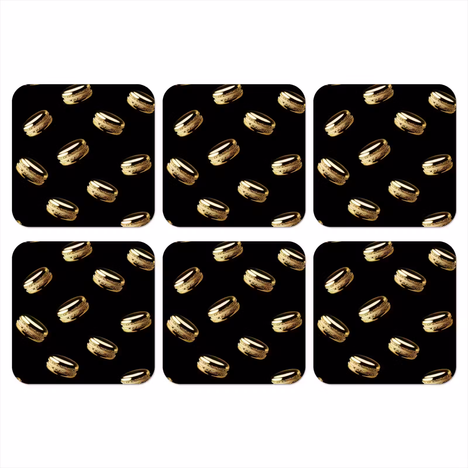 Onderzetter - Macarons - Patroon - Goud - Zwart — 1