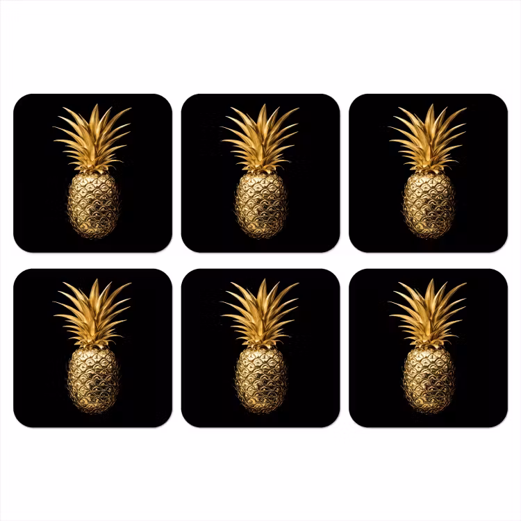 Onderzetter - Ananas - Zwart - Goud - Luxe — 1
