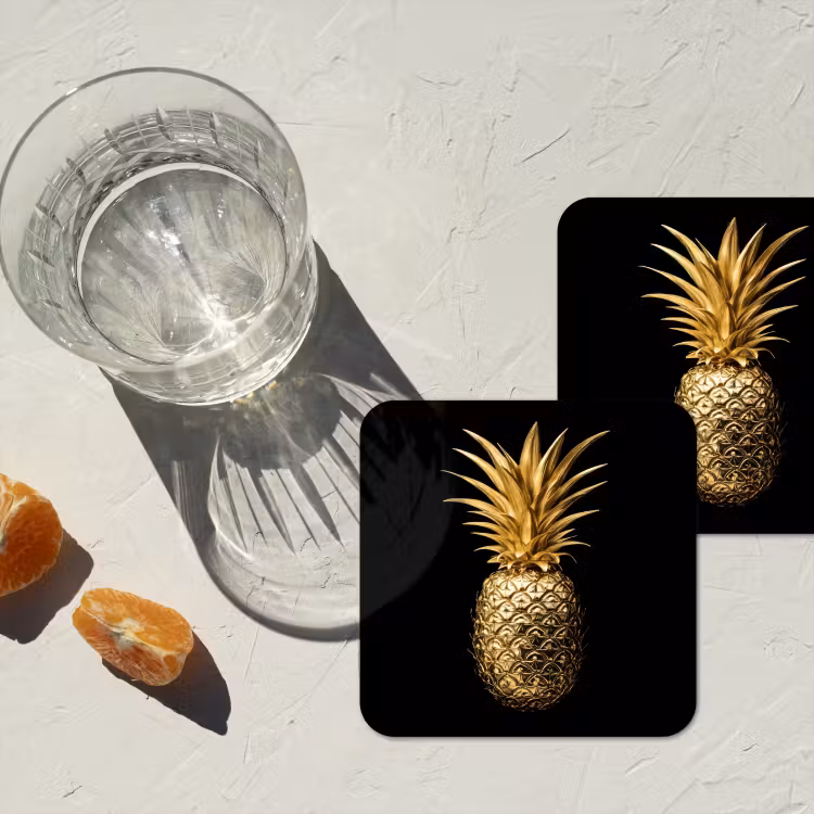 Onderzetter - Ananas - Zwart - Goud - Luxe — 3