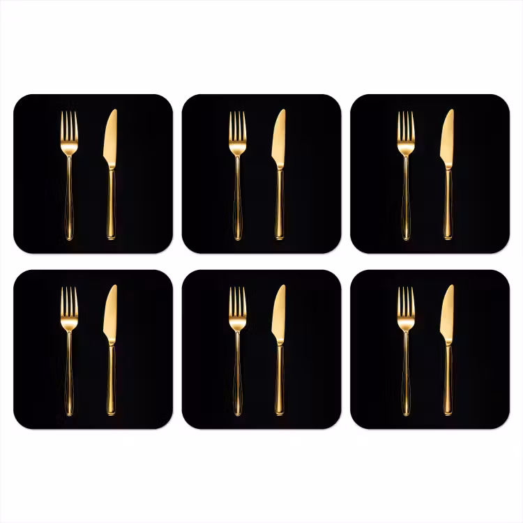 Onderzetter - Bestek - Goud - Mes - Vork — 1