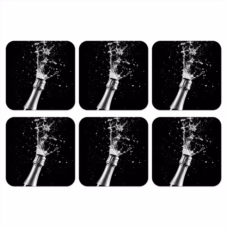 Onderzetter - Champagne - Zwart - Spetters - Popping — 1